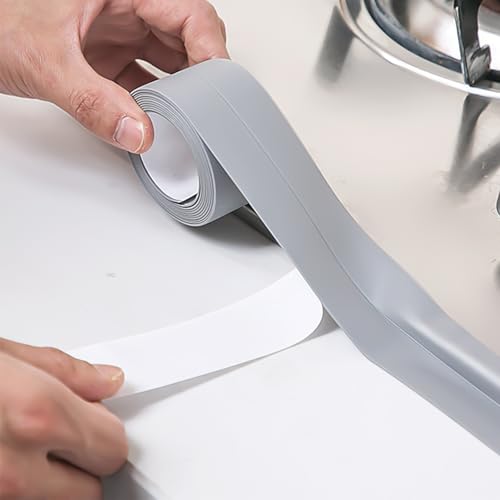 Image of 3 Rolls 10.5 Feet Caulk Tape Waterproof Sealing Self Adhesive, Caulking Sealant Strip for Bathroom Toilet Kitchen Countertop
