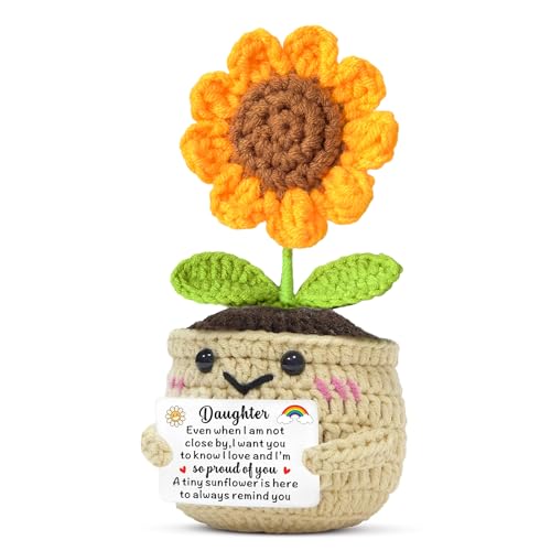 JMIMO Daughter Gifts Handmade Sunflower Crochet Daughter Birthday Christmas Graduation Gifts from Dad Mum Daughter Proud of You Present Idea
