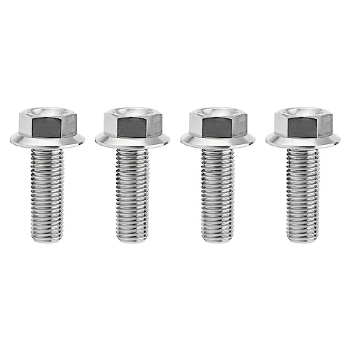 Image of Ti Screws M10 x 20 25 30 35 40 45 50 55 60 65 70 75 80 90 100mm 1.25 Pitch Titanium Flange Hex Bolt Pack of 4 (Silver, M10x25mm)