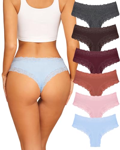 Image of Womens Cotton Underwear Sexy Lace Brazilian Panties Soft Bikini Ladies Pack | Soft Breathable Cotton Thongs Ladies Bikini,Lingerie for Women Ladies Girls,Sth Big Women's Clothing Gifts,Sport Work Yoga