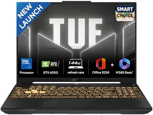 ASUS TUF Gaming F16,Smartchoice,Intel Core 5 Processor 210H,14th Gen Gaming Laptop(RTX 4050-6GB/140WTGP/16GB/512GB/FHD+/16"/144Hz/Win 11/M365 Basic(1Year)*/Office-24/Mecha Gray/2.20 Kg)FX677VU-RL055WS