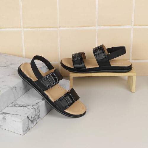 Image of Metro Women Synthetic Double Buckle Casual & Comfort Slingback Sandals