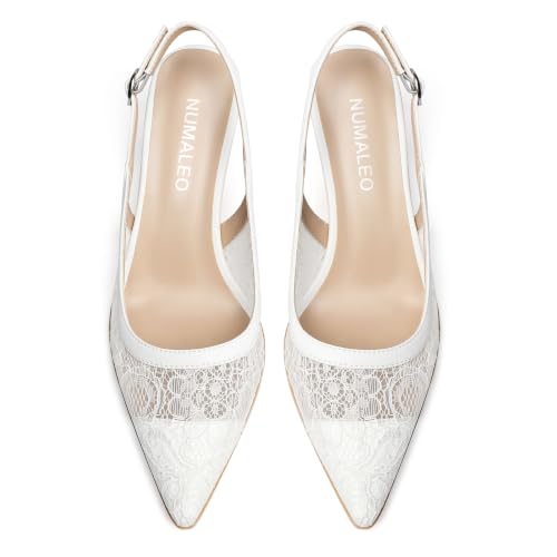 Image of NUMALEO Slingback Heels for Women Pointed Close Toe Kitten Heels Patent Pumps Dress Party Comfy Heeled Sandals Stiletto 2.5 Inch Dress Shoes