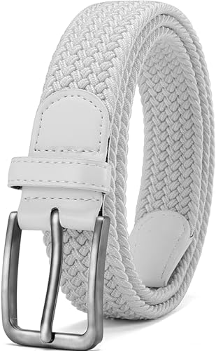 Image of DOOPAI Braided Stretch Belt for Men, Elastic Woven Belt, casual Fabric Golf Belt, 1 3 /8 inch for golf pants jeans, Gift Box