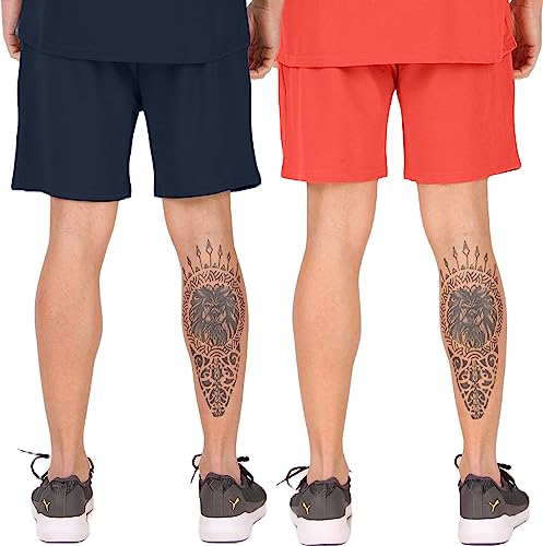 Image of London Hills Shorts Pant for Men Cotton Blend with Side Pockets | Shorts for Men | Half Pant for Man | Shorts' for Mens Stylish | Gym Short's for Man Workout | Boxer Shor'ts for Man's | Green, Navy