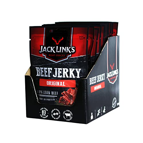 Jack Link's Beef Jerky Original – 12er Pack (12 x 25 g) – Proteinreiches Trockenfleisch vom Rind – Getrocknetes High Protein Dörrfleisch