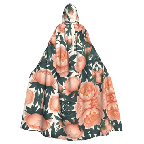 HJFCZH Capa con capucha para adultos con estampado de peonías de melocotón para varios entornos de fiesta y carnaval