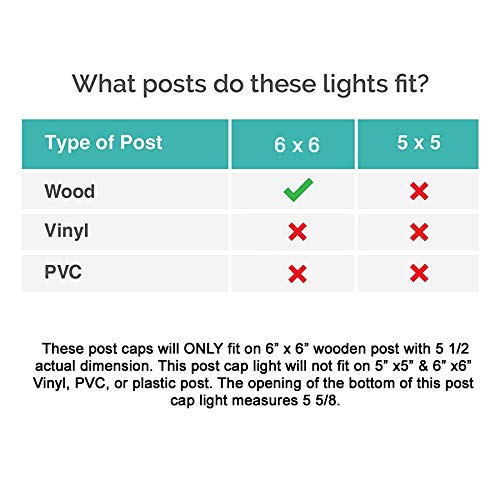 6X6 Outdoor Solar Powered Copper Color Fence Post Cap Deck Railing Lights For 6x6 Wood Post With 5-SMD LED's (2-Pack)