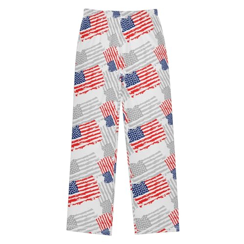 Boys' Pants USA Flag Long Bottoms Jogger Pants Elastic Waist Trousers with Pockets S-XL