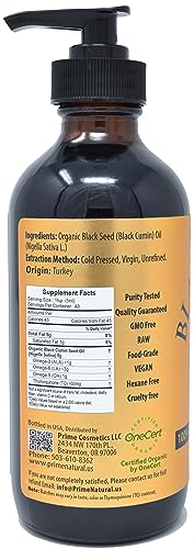 image for PRIME NATURAL Organic Black Seed Oil 8oz | Cold Pressed Unrefined High
