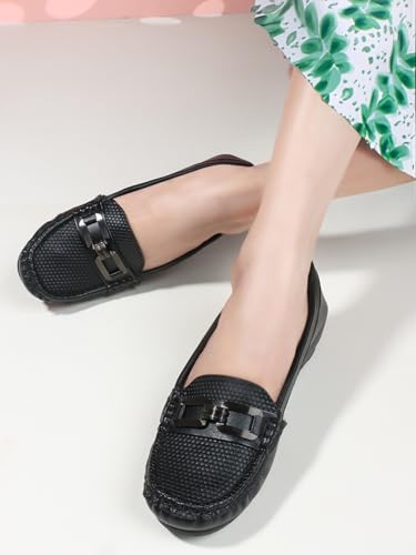 Image of Carlton London Women Comfortable and Stylish Flat Square Toe Slip On Fashion Loafer Shoes for Daily,Office, Casual and Formal Use
