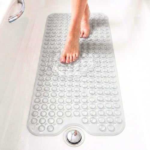 edihome, Tapis Baignoire Antidérapant, 100x40 cm, Tapis Douche, Bulles avec Ventouses sans BPA, Antibactérien, Résistant à la Moisissure, Lavable en...