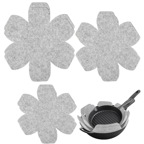 HoAhaMay 3 Stück Pfannenschoner,Pfannenschutz Stapelschutz,Topfschutz,3 Verschiedene Größen Pfannenschoner Filz,Verstellbare Rutschfestes Wärmedämmmatte,für Pfannen Töpfe Schüsseln Schutz vor Kratzer