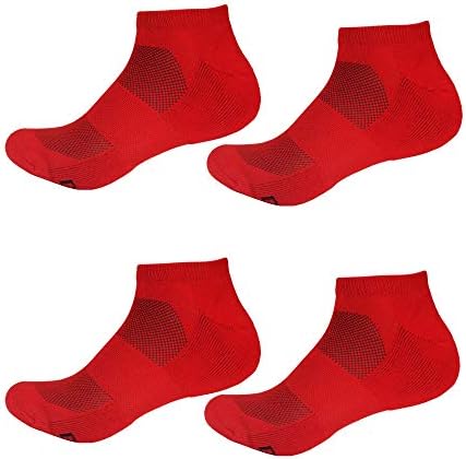 Men's Rayon from Bamboo Fiber Colored Sports Superior Wicking Athletic Ankle Socks - Cherry Red - 4prs, Size 6-10