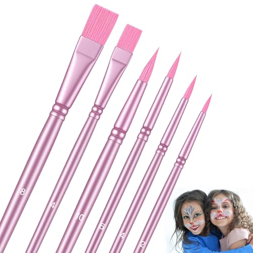 Xinjoduz 6 Stück Pinselset, Acrylfarben Borstenpinsel Set Pinsel Klein Kunstmalerei Flachpinsel mit Holzgriffen für Acryl Öl Aquarellmalerei, Nylon-Haarbürsten für Künstler Kinder und Anfänger