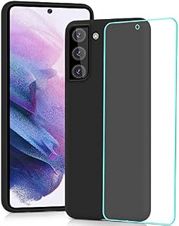 YATWIN Silicone Case for Samsung Galaxy S21 Plus 5G with Screen Protector, Soft-Touch, Shockproof, DustProof, Antiskid Full Body Armour Phone Cover for Samsung Galaxy S21 Plus 5G - Black