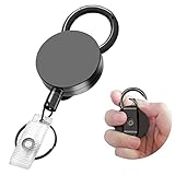 Retractable ID Badge Holder, Eulps Heavy Duty Badge Reel with Belt Clip Key Ring for Name Tag Key...