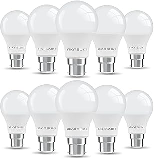 AKASUKI LED B22 Bayonet Light Bulb 10 Pack 9W B22 LED Bulbs, 60W Incandescent Equivalent, Super Bright 806Lm, Energy Saving Lamp for Floor Lamps, Warm White 2700K Warm White 9 Watt AK2022