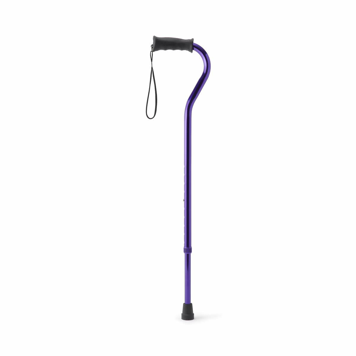 Medline Gel Grip Aluminum Cane with Offset Handle, Adjusts 29–38�, 300 lbs. Capacity, Purple — for Men & Women, Foot & Leg Injuries, Mobility, 1 Ct.