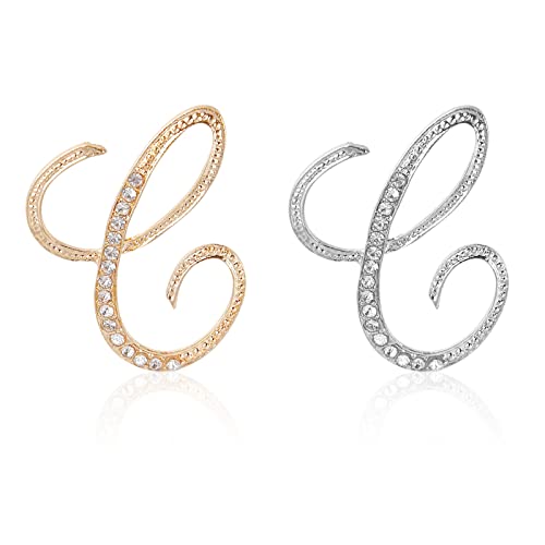 Image of Letter Brooch Pins, Alloy Lapel Pin Gold and Silver for Women, Girls, Men