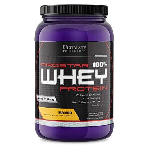 Ultimate Nutrition Prostar Whey Protein Powder Blend of Whey Concentrate Isolate and Peptides - Low Carb, Keto Friendly, 25 Grams of Protein - 30 Servings, Mango, 2 Pounds Cover