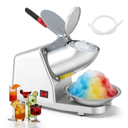Ice Crusher, 380W Electric Ice Shaver Slush Machine, Dual Stainless Steel Blades, 85kg/Hour Snow Cone Maker for Slush, Cocktail, Cold Drinks, Ice Cream, Fruit Dessert,Iced Coffee,Home & Commercial Use