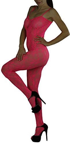 Image of ToBeInStyle Women's Bodystocking Crotchless Peek-A-Boo Fishnet Lace Bodysuit