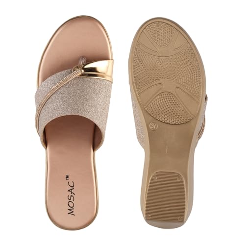 Image of MOSAC Women's Party-Wear Designer Wedding Slip-On Casual Wedge Fashion Wedding Sandal