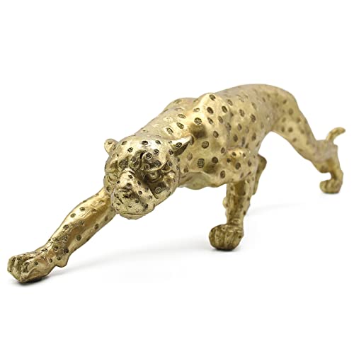 Lukitas Gold Leopard Statues And Sculptures, Panther Figurines Home Decor For Living Room Office, Resin #TOP2