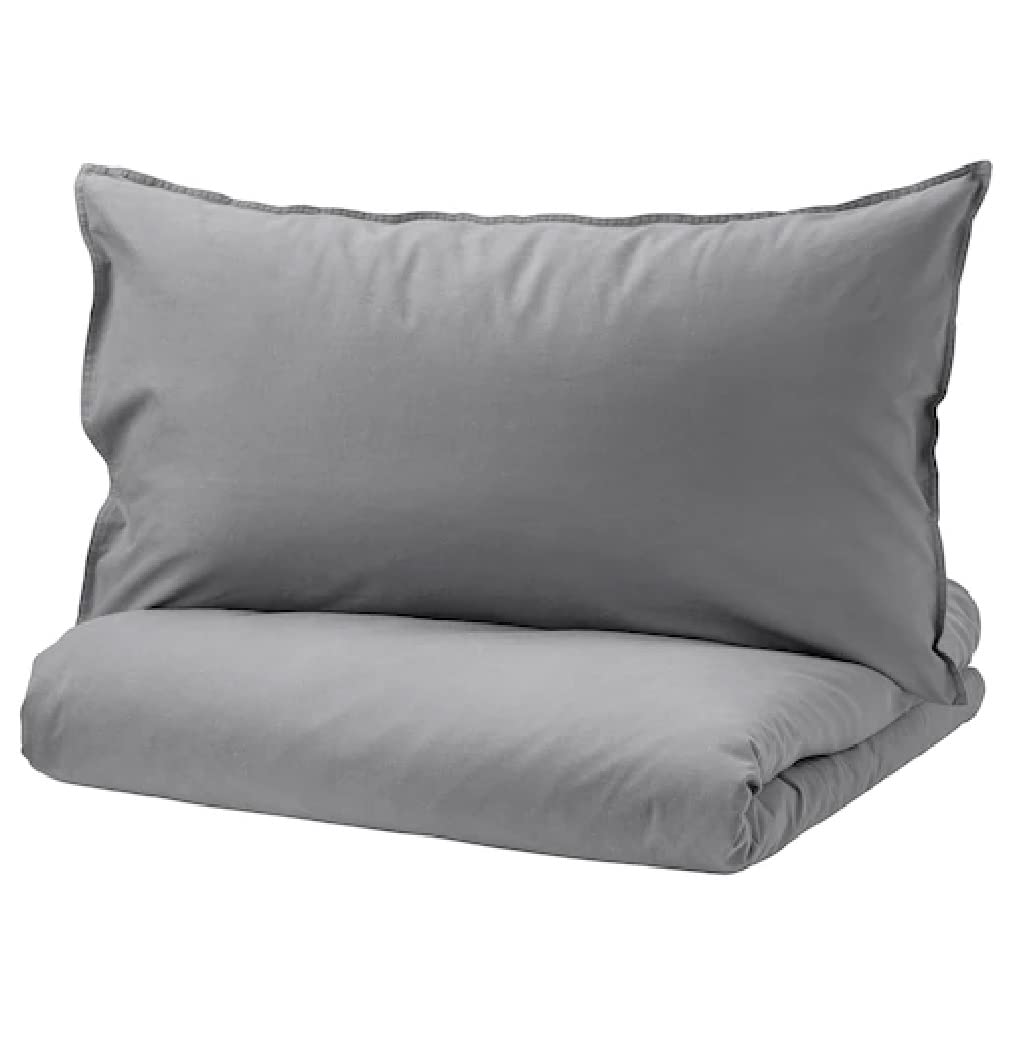 ÄNGSLILJA Duvet cover and 2 pillowcases, grey 200x200/50x80 cm
