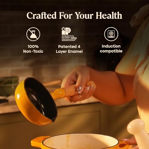 Image of CUMIN CO. Cast Iron Tadka Pan | 10cm| Induction Base Cookware | 10 Years Warranty | Non Toxic Small Tadka Pan for Spice Tempering /Seasoning | Chemical Free Coating | Mustard