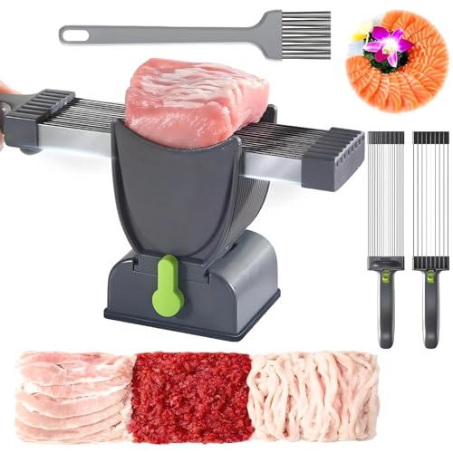 Máquina Cortadora de Carne con Afilador, Cortadora Manual Multifuncional de Carne Fresca, Puede Cortar Rebanadas de Carne, Tiras, Puede Cortar Carne de Res, Cerdo, Cordero Cortadora de Alimentos
