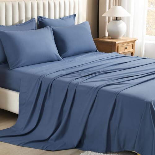 Litanika Oversized King Comforter Sets Ocean Blue - 7 Pieces Bed in a Bag Oversized King Bedding Comforter Sets, Solid Lightweight Bed Set with Comforter, Sheets, Pillowcases & Shams