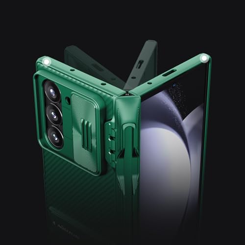 Image of Nillkin Samsung Galaxy Z Fold 6 Case with S Pen Holder & Hinge Protection [Hidden Kickstand] [Slide Camera Cover] CamShield Pro Slim Protective Case for Galaxy Z Fold 6 5G (Dark Green)