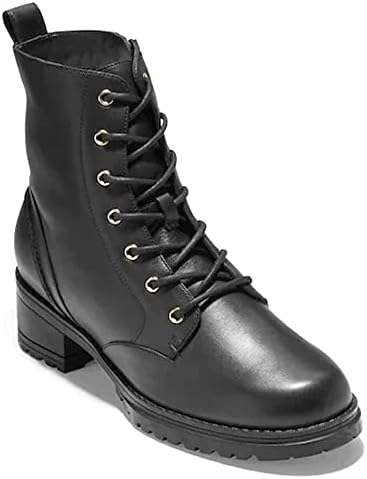 Cole Haan Women's CAMEA Water Proof Combat Boot, Black Waterproof Leather, 8 | Image 1