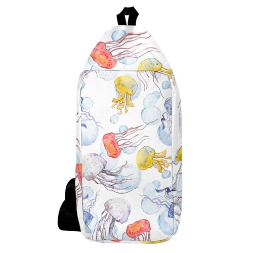 Mochila de hombro multicolor con diseño de medusas para viaje y senderismo