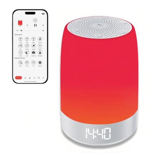 Red Light Sleep Sound Machine – Night Light for Bedroom with 5-Level Red Light Therapy (620–690nm), 32 White Noise & Nature Sounds, Smart App Control, Timer & Wake-Up Alarm Clock