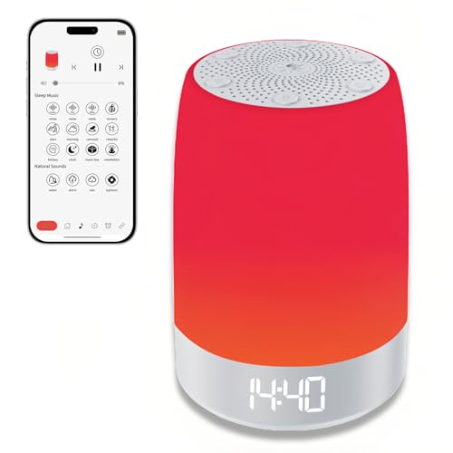 Red Light Sleep Sound Machine – Night Light for Bedroom with 5-Le...