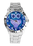 Qualitativ hochwertig. Eule Aquarell Gemälde Kunst Damen Herren Uhren Analog Quarz Armbanduhr Edelstahl Uhren