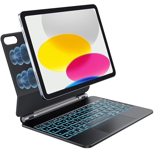 Earto Magic-Style Teclado para iPad 11 Generación A16 2025/10 Generación 2022, Piel Antimanchas, Retroiluminación de 7 Colores, Magnético Flotante Diseño para iPad 10/11 Gen, Español Ñ, Negro