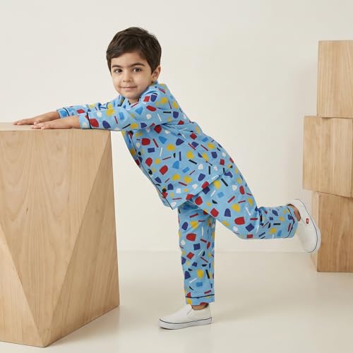Image of CLAP Kids Cotton Printed Full Sleeves Night Suit