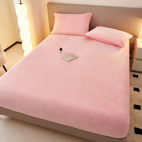 JIANINGHOME Sábana bajera ajustable de franela de algodón cepillado de 180 x 200 pulgadas, de forro polar, acogedora y esponjosa al tacto de cachemira, cálida para invierno