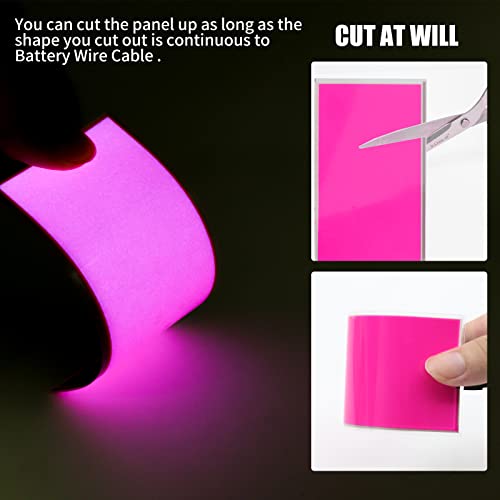 Image of Glowing Eyes Cuttable EL Panel Electroluminescent Light Sheet Decorations Light Lamp Sheet Sheet with Battery Inverter (Pink)
