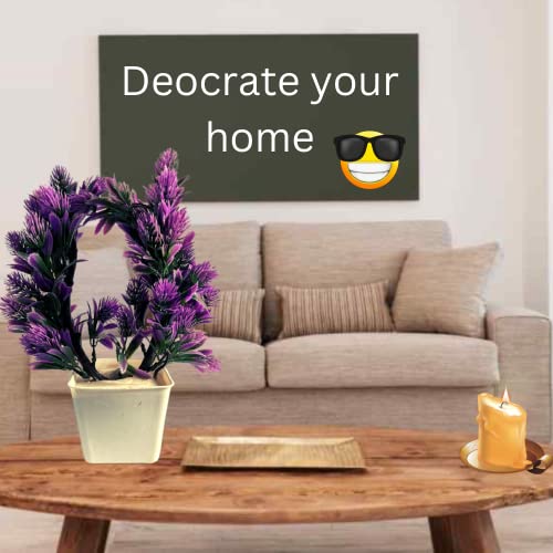 Image of Artificial Flowers for Decoration with Pot Combo of 2PCs Artificial Forest Bonsai Plant with Plastic Pot for Home Decoration Office Table Greenery Room Home Decor Plants (Design6)