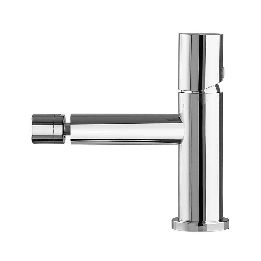 Set miscelatori lavabo alto e bidet cromo in acciaio inox, manopola rotante e indicatori per l’acqua, GEMINI