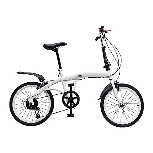 Quiltern 20-Zoll ultraleichtes und stilvolles Klapprad, Outdoor-Sport-City-Bike mit höhenverstellbarem Sitz Faltrad, Scheibenbremse V-Brake für Unisex-Erwachsene (weiß)