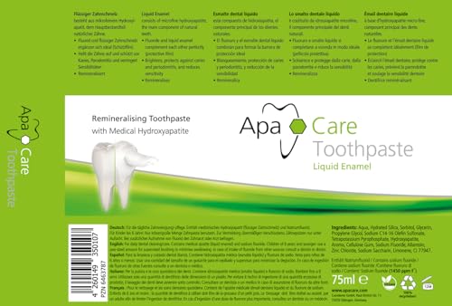 ApaCare Remineralisierende Zahncreme mit flüssigem Zahnschmelz | Stärkt, glättet und hellt die Zähne auf | Für empfindliche Zähne | 3 x 75 ml