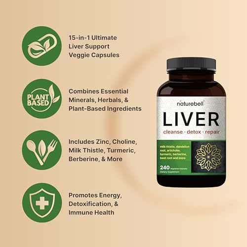 Liver Cleanse Detox & Repair, 240 Veggie Capsules | Milk Thistle with Turmeric, Dandelion Root, Artichoke, Black Currant Oil & More in 15-in-1 Herbal Formula | Premium Liver Support Supplement - Image 4