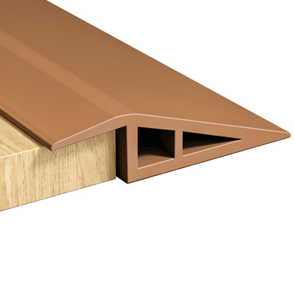 RANJIMA Profil przejściowy samoprzylepny, 1 m x 5 cm PCW, listwa progowa drzwi z regulacją wysokości 5-10 mm, profil przejściowy, listwa przypodłogowa, listwa przejściowa do laminatu, płytek, brązowa