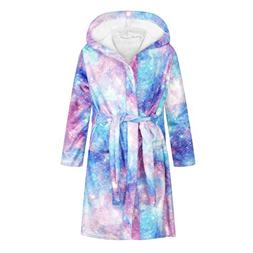 Kids Cartoon Hooded Bathrobes Plush Bathrobe with Belt Hooded Robe Hooded Nightgown Sleepwear Shawl Robe for Girls Boys